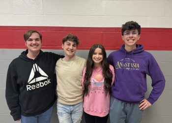 Pictured, from left, are: Isaiah Snyder - The Cowardly Lion; Evan Forcey - The Tin Man; Sophi Maines - Dorothy Gale; and Ian Gibson - The Scarecrow.