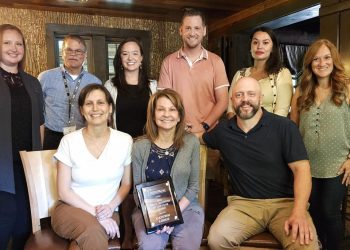 Pictured, in front from left, are representing Gateway Lodge: Jody Fesco, Deb Adams and Ernest Fesco. In the back representing Brookville Area Chamber of Commerce are: Sarah Smith, Scott North, Dana Rooney, Nathan Porter, Adrianna Rubino and Executvie Director Jamie Popson.