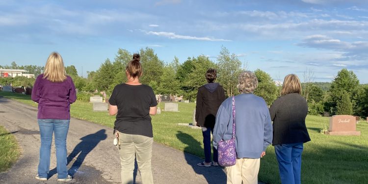 The Larry D. Hummel family watches their balloon in the sky. (Provided photo)