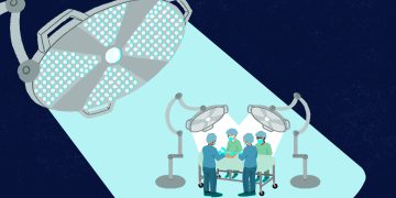 An illustration of a transplant operation under a surgical light.

Daniel Fishel / For Spotlight PA
