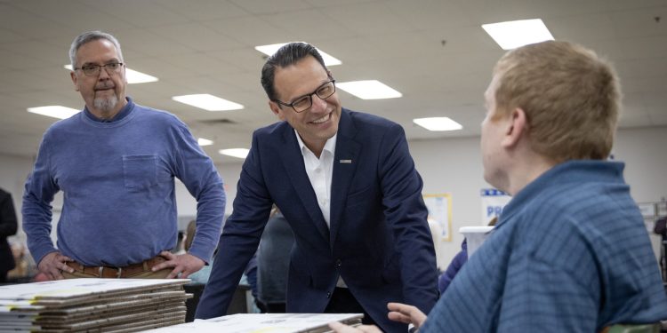 Gov. Josh Shapiro speaks with somene at a BARC Developmental Services event centering on his proposed investments in the 2024-25 budget to support Pennsylvanians with intellectual disabilities and autism.

Commonwealth Media Services