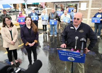 Dave Cippel, president of Klingensmith Drugstores, discussed pharmacy benefit manager reforms at a news conference in Ford City, Pa. on May 10, 2024.

Rep. Jessica Benham | House Democrats