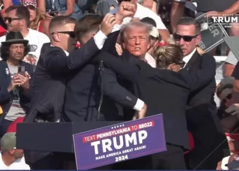 Former President Donald Trump, surrounded by U.S. Secret Service agents, pumps his first after pops were heard at his rally in Butler, Pa. on July 13, 2024. 

Donald J. Trump | Facebook