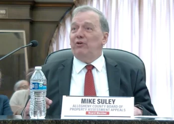 Mike Suley, a board member of the Allegheny County Board of Property Assessment Appeals, testifies during a Senate Democratic Policy Committee Hearing on July 15, 2024.

Pennsylvania Senate Democratic Majority Policy Committee