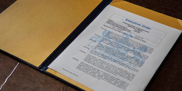 The executive order Gov. Tom Wolf signed in 2019 directing Pennsylvania to enter the Regional Greenhouse Gas Initiative.

Commonwealth Media Services