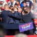 The Secret Service immediately surround former President Trump after he was shot during his campaign stop at the Butler Farm Show grounds on Saturday, July 13, 2024.

Ralph LoVuolo / Special to the Butler Eagle