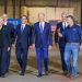 Gov. Josh Shapiro with President Joe Biden (center) at Tioga Marine Terminal in Philadelphia, Pennsylvania.  White House photo by Cameron Smith