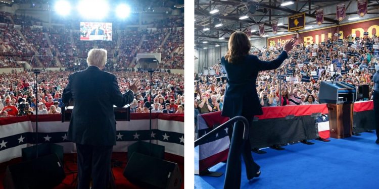 Donald Trump and Kamala Harris at respective rallies.

Donald Trump | Truth Social Kamala Harris | X