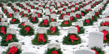 Photo is courtesy of Wreaths Across America.