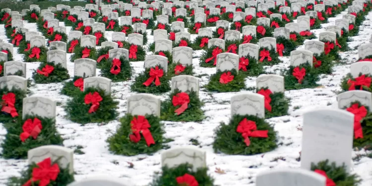 Photo is courtesy of Wreaths Across America.