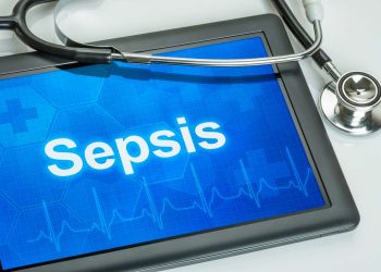 Tablet with the diagnosis Sepsis on the display