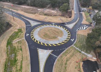 A roundabout at the intersection of Alabama State Route 188 and the Irvington-Bayou La Batre Highway. 

Facebook | ALDOT Southwest Region