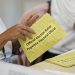 Workers sort mail ballots on primary Election Day 2024 at Northampton County Courthouse in Easton, Pennsylvania.

Matt Smith / For Spotlight PA