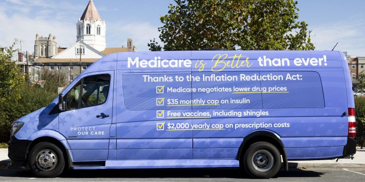 A van advertising changes to Medicare created by the Inflation Reduction Act sits outside the Heinz-Menaker Senior Center in Harrisburg.

Commonwealth Media Services