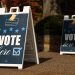 “Vote Here” signs at Temple Sinai in the Squirrel Hill neighborhood of Pittsburgh, PA, on Election Day, Nov. 5, 2024.

Jared Wickerham / For Spotlight PA