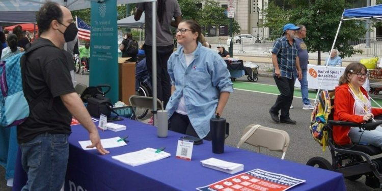 The Department of State staffs an outreach table at the 12th annual Disability Pride Pennsylvania celebration in Philadelphia on Sept. 11, 2024, to learn about the resources and options available to assist voters with disabilities.

Pennsylvania Department of State