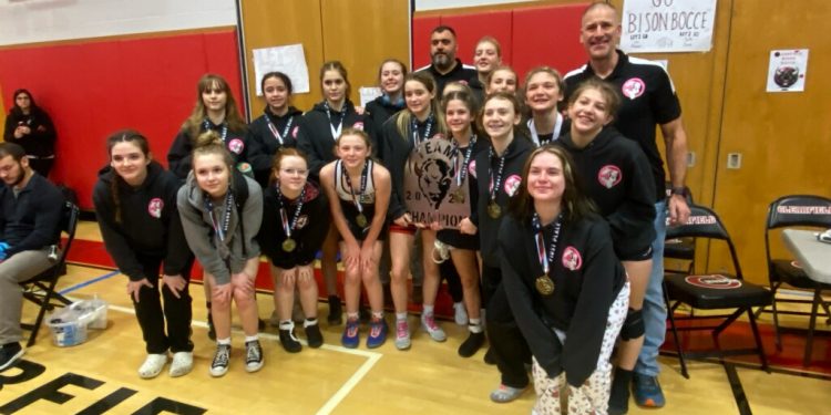 The Clearfield girls wrestling team won both the varsity and junior high Lady Bison Tournament held Saturday, Dec. 28 at Arthur J. Weiss Gymnasium. (Submitted Photo)