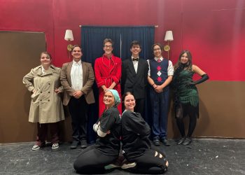 In front, from left, are: Hannah Brown and Meredith Switala, and in the back   are Olivia Brandt, Isaiah Snyder, Gavin Taylor, Ian Gibson, Riley Robison and Rowen Mattern.